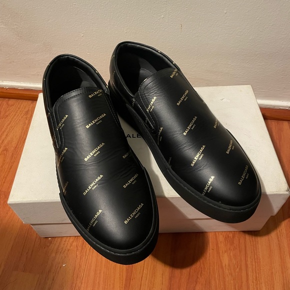 Balenciaga Shoes | Balenciaga Repeat Logo Slip on Trainers in BLACK. Size (9) Men | Color: Black | Size: 9 | Murillo23isback's Closet